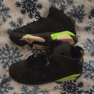 Size 3 Youth Jordan Black and Neon Green Sneakers